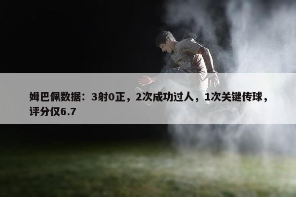 姆巴佩数据：3射0正，2次成功过人，1次关键传球，评分仅6.7