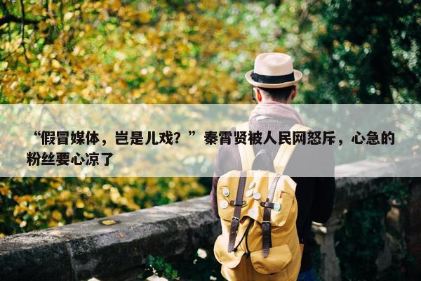 “假冒媒体，岂是儿戏？”秦霄贤被人民网怒斥，心急的粉丝要心凉了