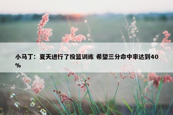 小马丁：夏天进行了投篮训练 希望三分命中率达到40%