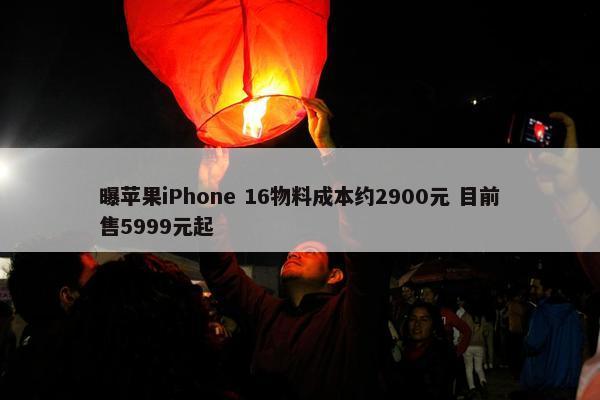 曝苹果iPhone 16物料成本约2900元 目前售5999元起