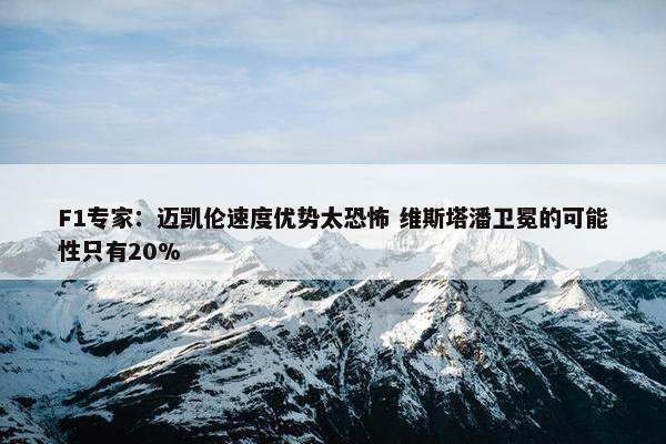 F1专家：迈凯伦速度优势太恐怖 维斯塔潘卫冕的可能性只有20%