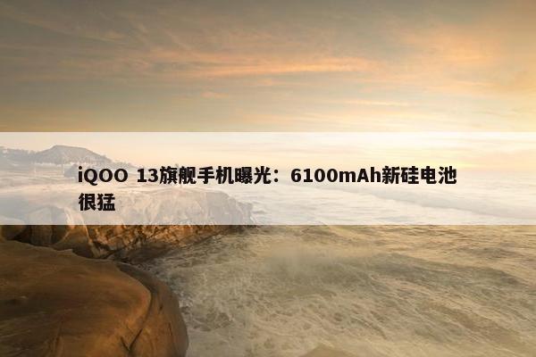 iQOO 13旗舰手机曝光：6100mAh新硅电池很猛