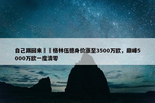 自己踢回来❗️格林伍德身价涨至3500万欧，巅峰5000万欧一度清零