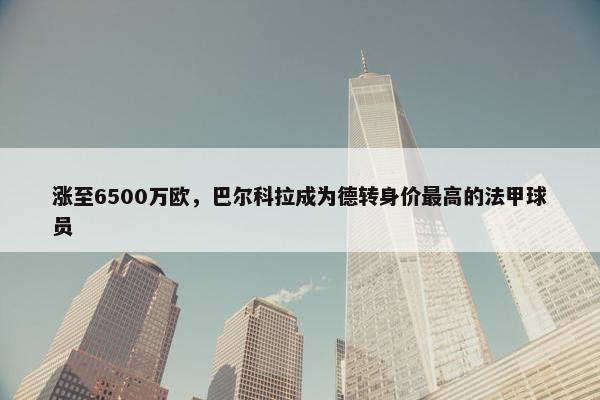 涨至6500万欧，巴尔科拉成为德转身价最高的法甲球员