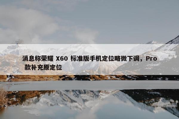 消息称荣耀 X60 标准版手机定位略微下调，Pro 款补充原定位