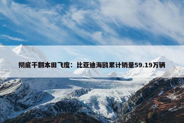 彻底干翻本田飞度：比亚迪海鸥累计销量59.19万辆