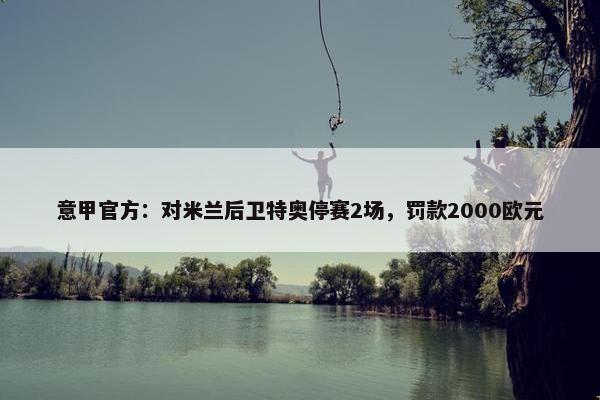 意甲官方：对米兰后卫特奥停赛2场，罚款2000欧元