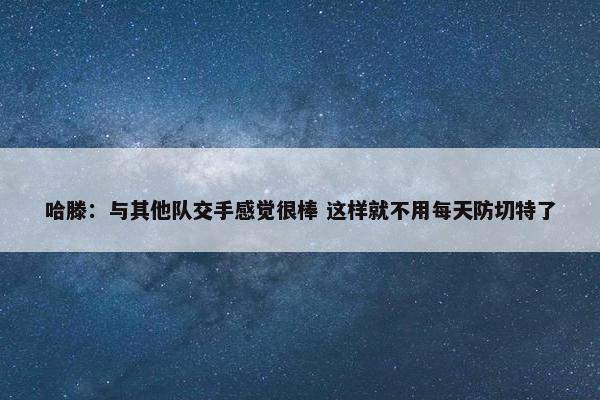 哈滕：与其他队交手感觉很棒 这样就不用每天防切特了