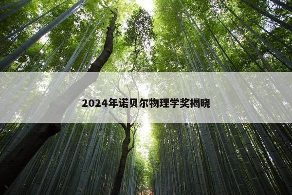 2024年诺贝尔物理学奖揭晓