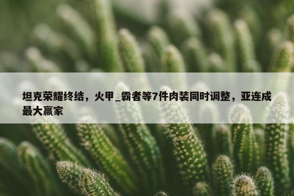 坦克荣耀终结，火甲_霸者等7件肉装同时调整，亚连成最大赢家