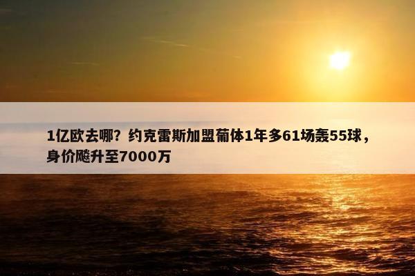 1亿欧去哪？约克雷斯加盟葡体1年多61场轰55球，身价飚升至7000万