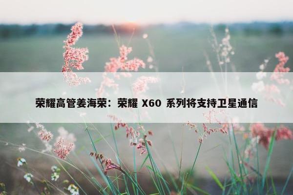 荣耀高管姜海荣：荣耀 X60 系列将支持卫星通信