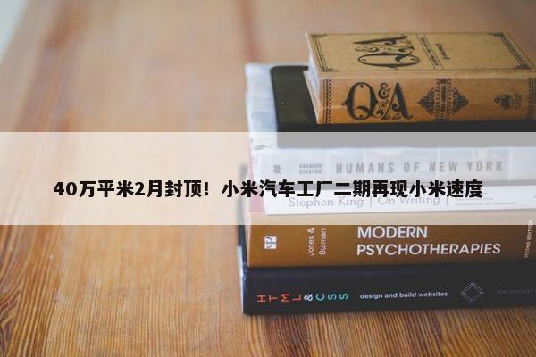 40万平米2月封顶！小米汽车工厂二期再现小米速度