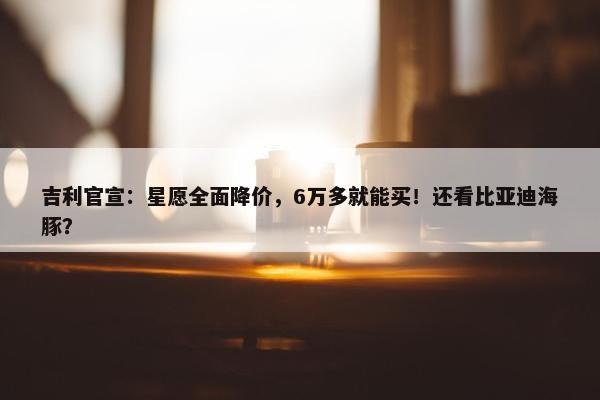 吉利官宣：星愿全面降价，6万多就能买！还看比亚迪海豚？