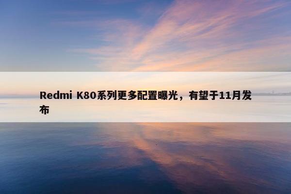 Redmi K80系列更多配置曝光，有望于11月发布