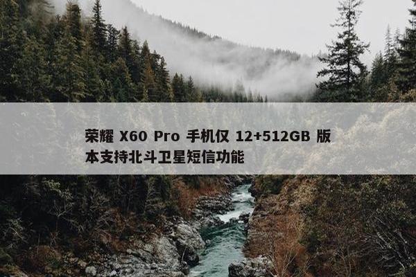 荣耀 X60 Pro 手机仅 12+512GB 版本支持北斗卫星短信功能