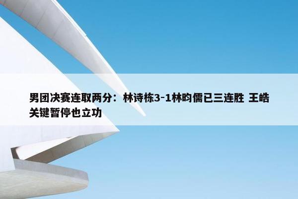 男团决赛连取两分：林诗栋3-1林昀儒已三连胜 王皓关键暂停也立功