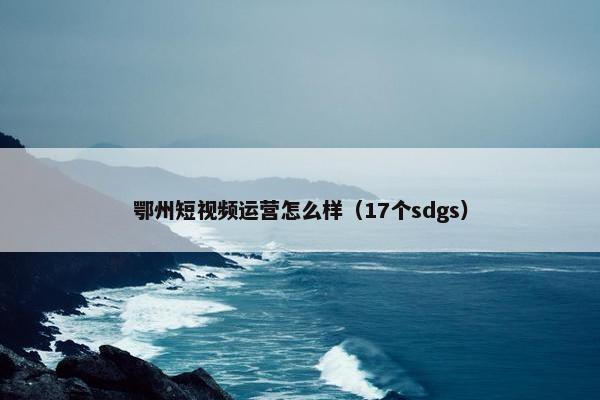 鄂州短视频运营怎么样（17个sdgs）