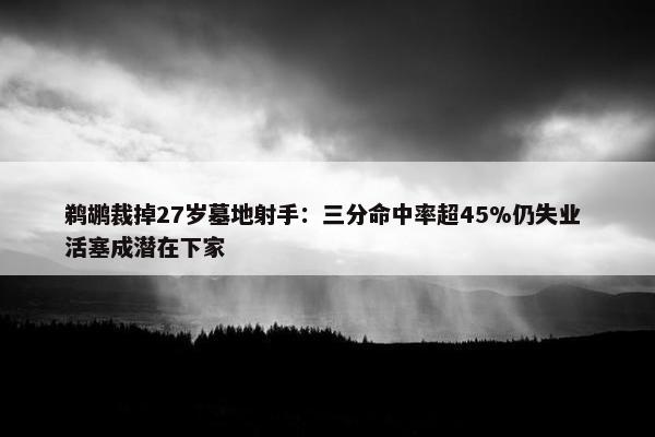 鹈鹕裁掉27岁墓地射手：三分命中率超45%仍失业 活塞成潜在下家