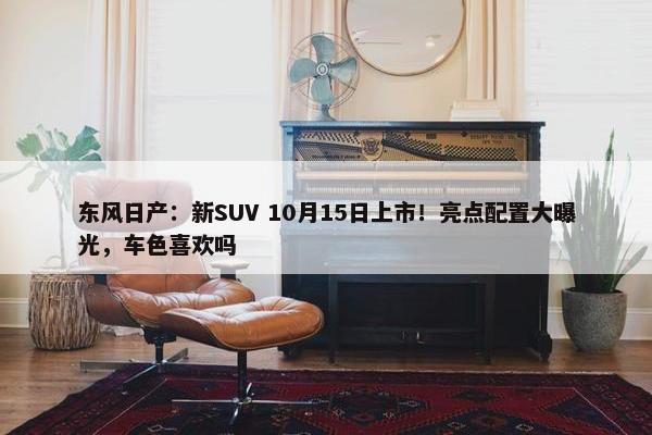 东风日产：新SUV 10月15日上市！亮点配置大曝光，车色喜欢吗