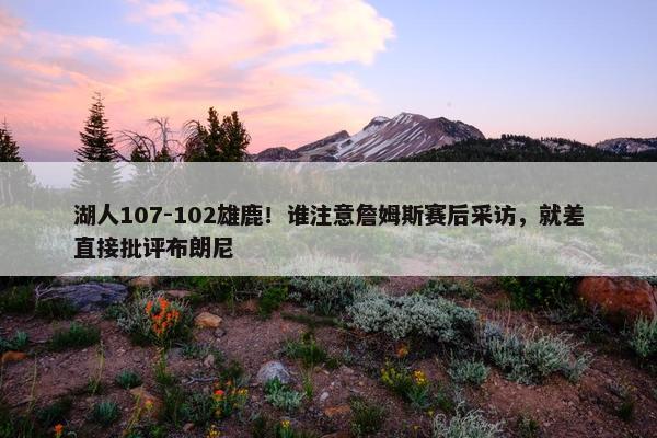 湖人107-102雄鹿！谁注意詹姆斯赛后采访，就差直接批评布朗尼