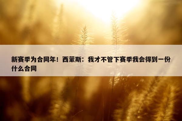 新赛季为合同年！西蒙斯：我才不管下赛季我会得到一份什么合同