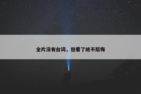 全片没有台词，但看了绝不后悔