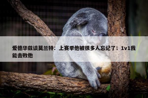 爱德华兹谈莫兰特：上赛季他被很多人忘记了；1v1我能击败他