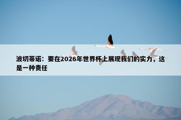 波切蒂诺：要在2026年世界杯上展现我们的实力，这是一种责任