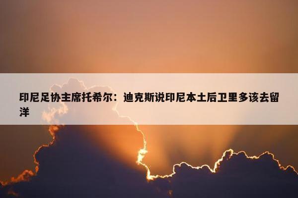 印尼足协主席托希尔：迪克斯说印尼本土后卫里多该去留洋