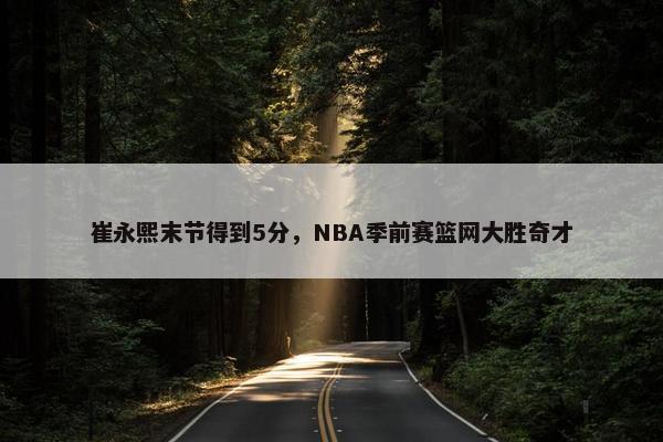 崔永熙末节得到5分，NBA季前赛篮网大胜奇才