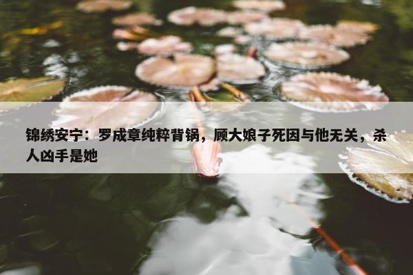 锦绣安宁：罗成章纯粹背锅，顾大娘子死因与他无关，杀人凶手是她