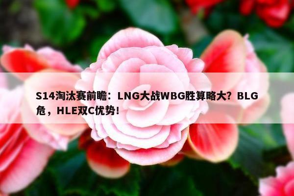 S14淘汰赛前瞻：LNG大战WBG胜算略大？BLG危，HLE双C优势！