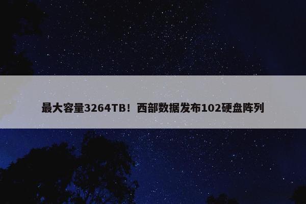 最大容量3264TB！西部数据发布102硬盘阵列