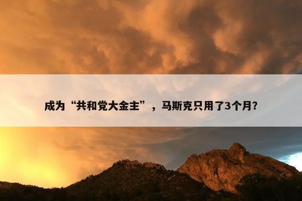 成为“共和党大金主”，马斯克只用了3个月？