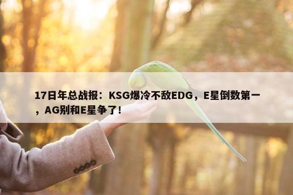 17日年总战报：KSG爆冷不敌EDG，E星倒数第一，AG别和E星争了！