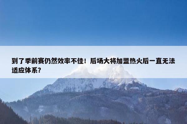 到了季前赛仍然效率不佳！后场大将加盟热火后一直无法适应体系？