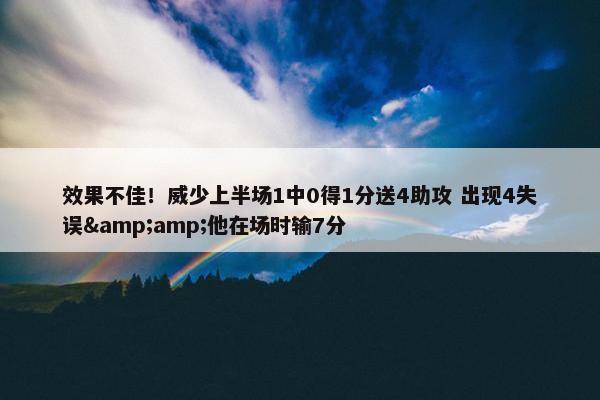 效果不佳！威少上半场1中0得1分送4助攻 出现4失误&他在场时输7分