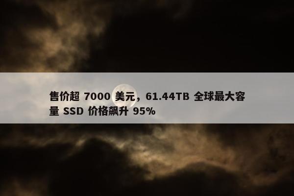 售价超 7000 美元，61.44TB 全球最大容量 SSD 价格飙升 95%