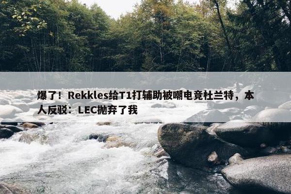 爆了！Rekkles给T1打辅助被嘲电竞杜兰特，本人反驳：LEC抛弃了我