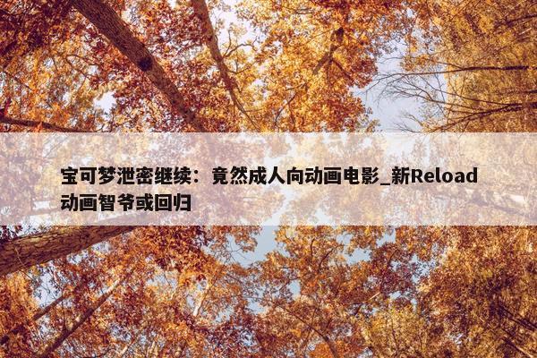 宝可梦泄密继续：竟然成人向动画电影_新Reload动画智爷或回归