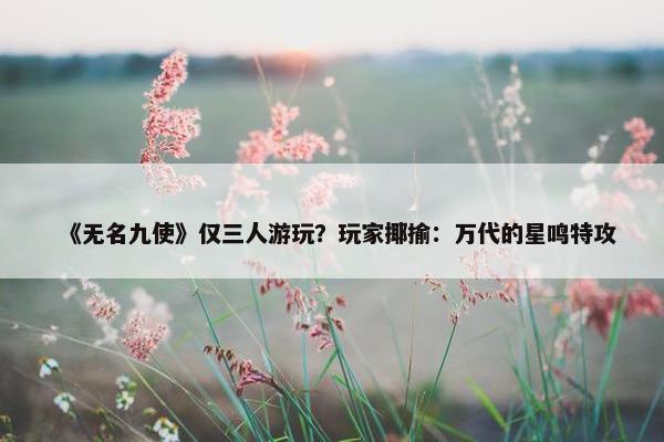 《无名九使》仅三人游玩？玩家揶揄：万代的星鸣特攻