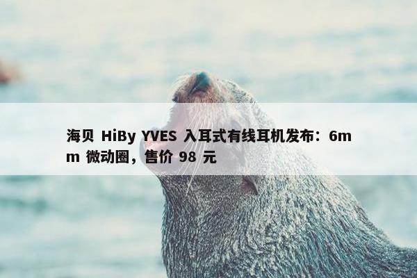 海贝 HiBy YVES 入耳式有线耳机发布：6mm 微动圈，售价 98 元