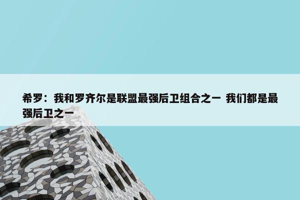 希罗：我和罗齐尔是联盟最强后卫组合之一 我们都是最强后卫之一