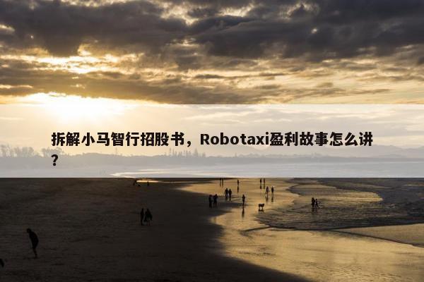 拆解小马智行招股书，Robotaxi盈利故事怎么讲？