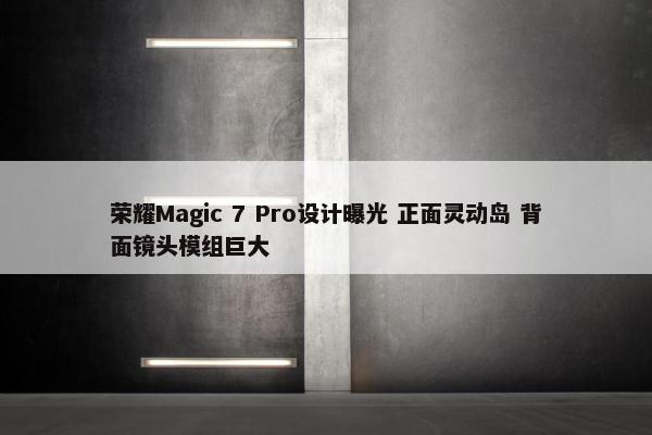 荣耀Magic 7 Pro设计曝光 正面灵动岛 背面镜头模组巨大