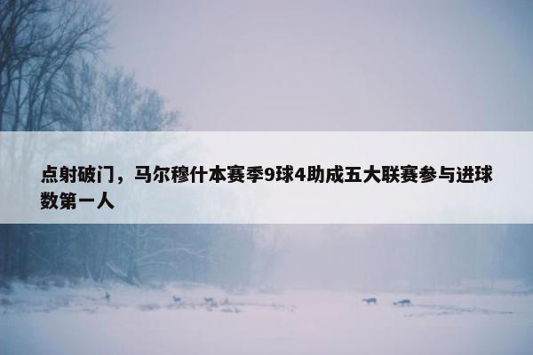 点射破门，马尔穆什本赛季9球4助成五大联赛参与进球数第一人