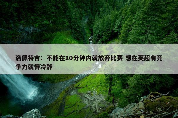 洛佩特吉：不能在10分钟内就放弃比赛 想在英超有竞争力就得冷静