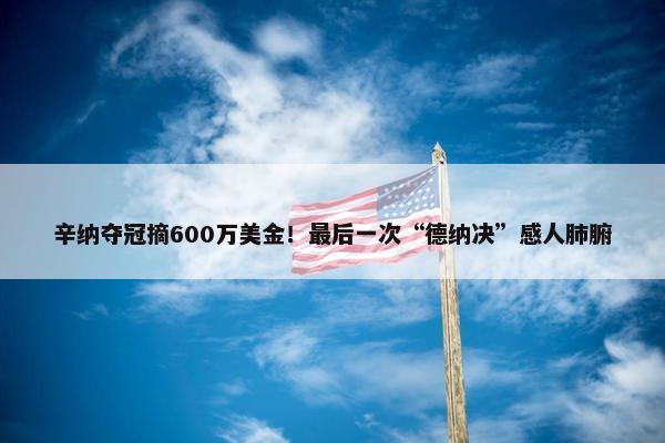 辛纳夺冠摘600万美金！最后一次“德纳决”感人肺腑