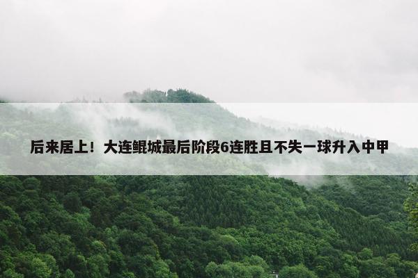 后来居上！大连鲲城最后阶段6连胜且不失一球升入中甲